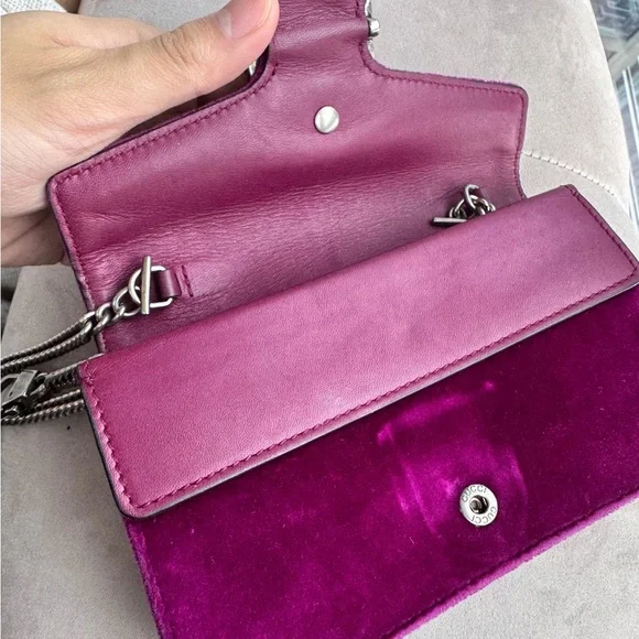 Gucci Dionysus super mini Purple Velvet Clutch bag with Crystal Buckle - Picture 4 of 4